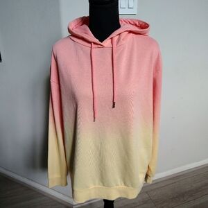 Primark Tie Dye Pink to Yellow Ombre Hoodie Sweatshirt Size Medium NWNT